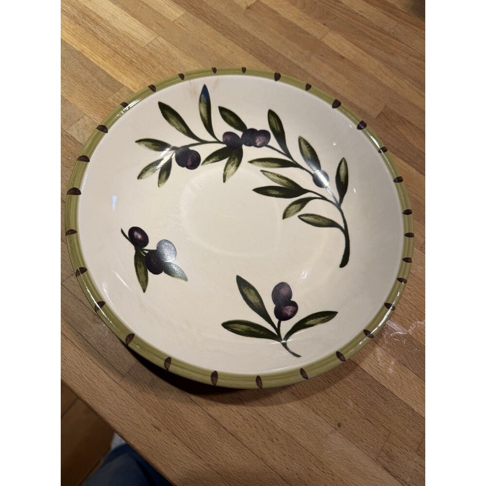 Williams Sonoma Pasta Bowl Liguria Pattern Olive Branches Glossy